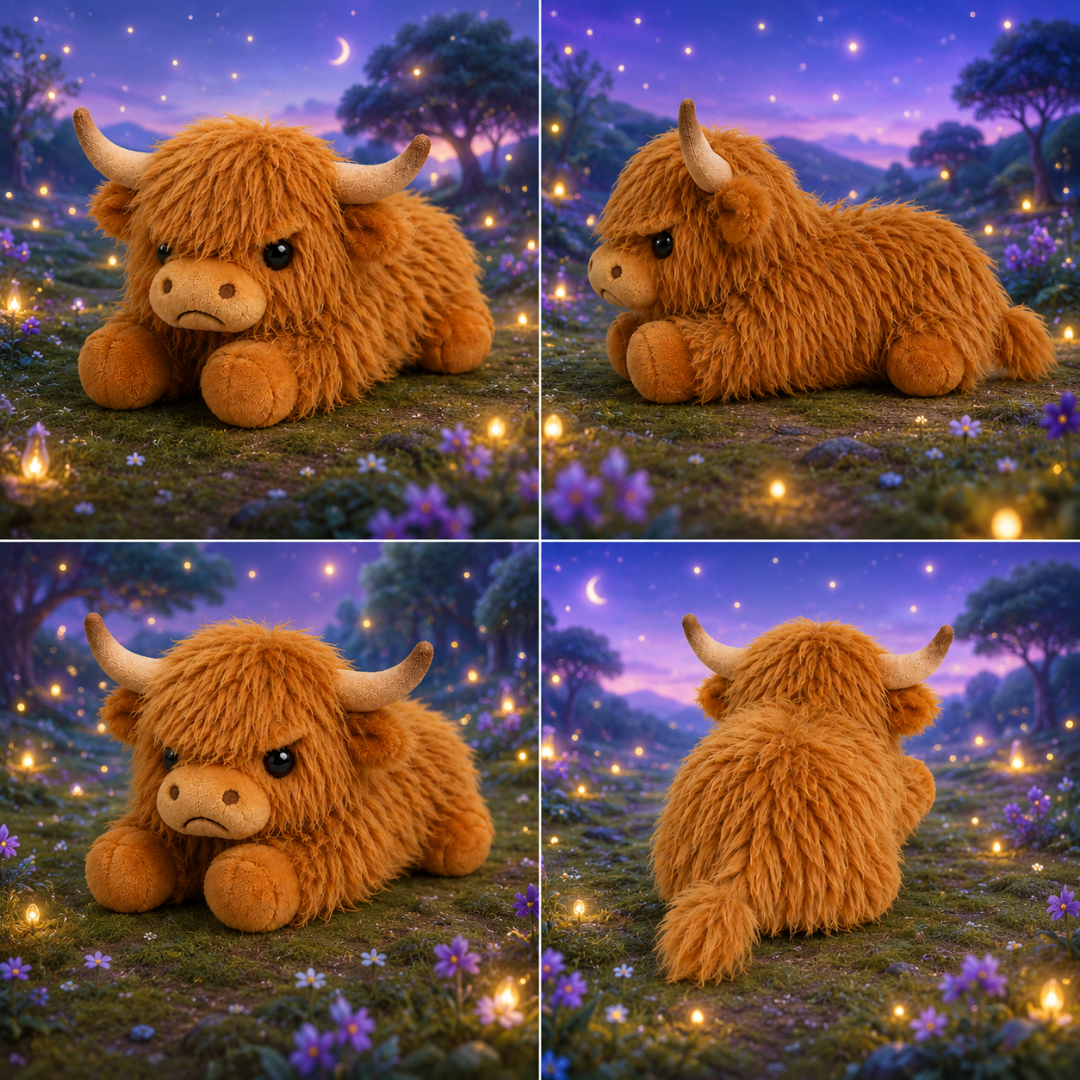 Grumpy Highland Cow Plush Toy 2026