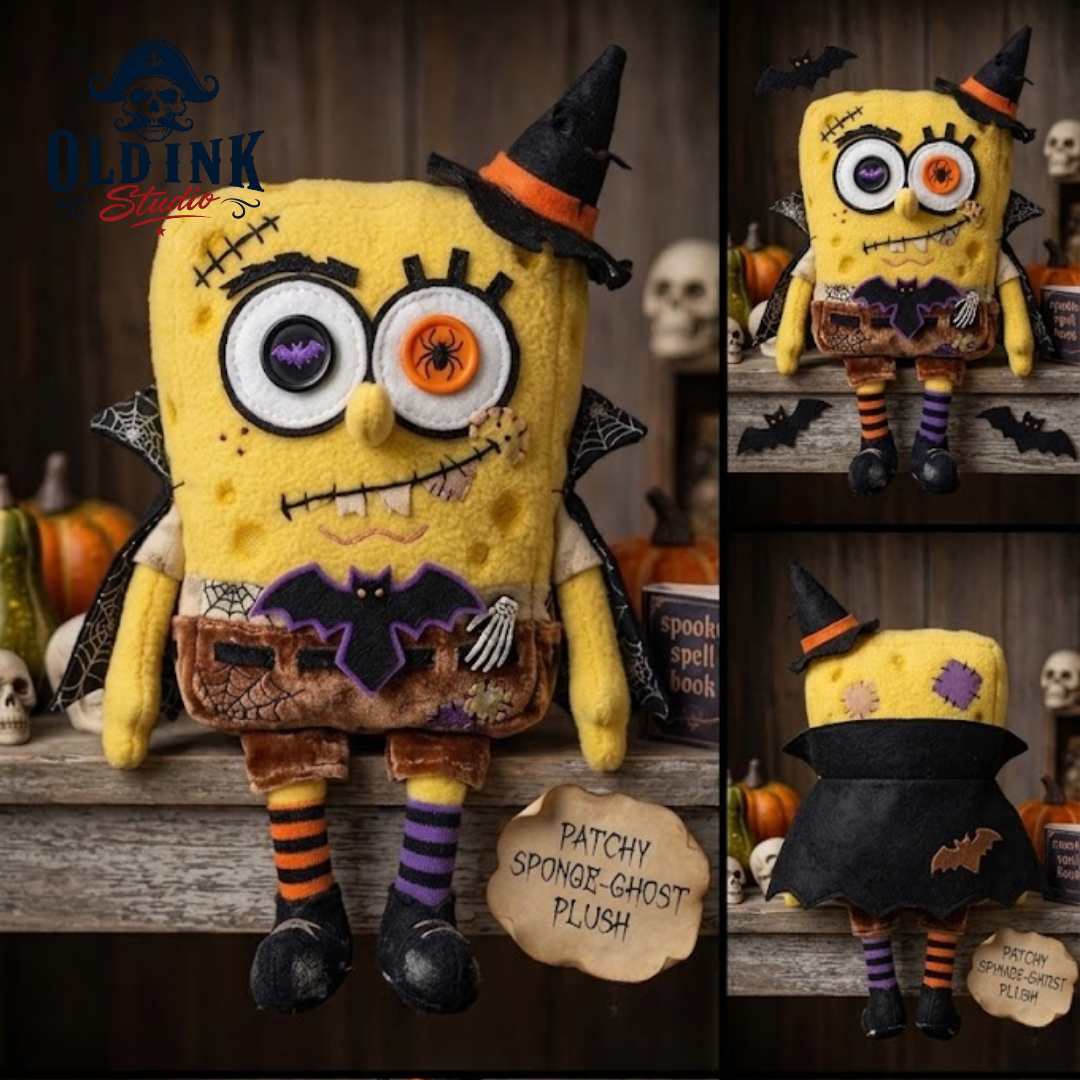Patchy Spongebob Ghost Halloween Plush Toy Zombie Vampire Stuffed Animal 2026