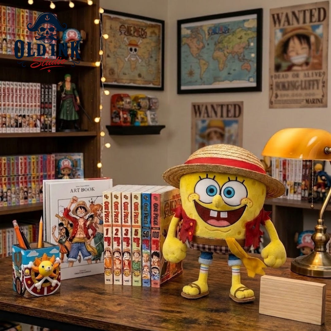 2 SpongeBob x One Piece Luffy Plush Toy Straw Hat McDonalds Collab Stuffed Animal 2026 — image 3