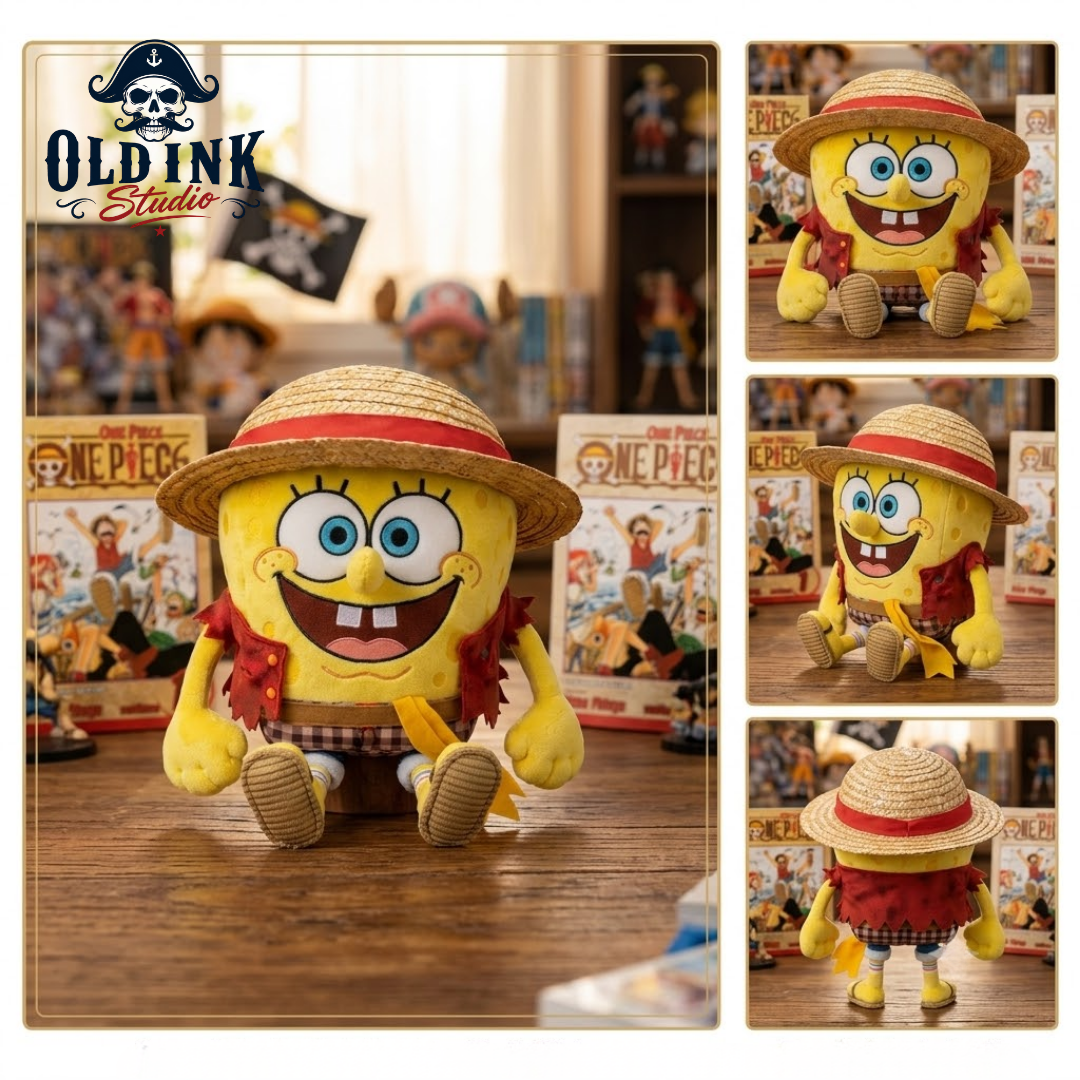 SpongeBob x One Piece Luffy Plush Toy Straw Hat McDonalds Collab Stuffed Animal 2026