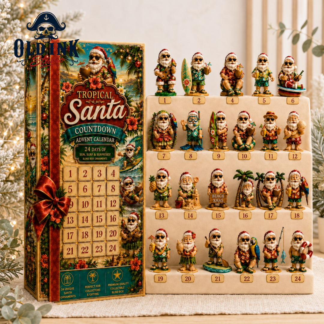 Tropical Santa Christmas Countdown Advent Calendar 24 Day Beach Ornaments 2026